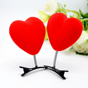 Valentine's Day Hair Accessories Red Velvet Heart Hair <b>Clips</b> Shaking Plush Toy with <b>Spring</b> Hairpin Perfect Gift Idea - Product Image 6