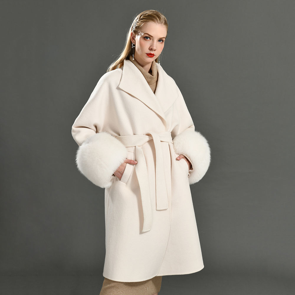 Manteau Femme Cachemire Ceinture Manteau Long Avec Grandes