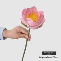 Bunga Teratai PVC Pink Buatan Tinggi 70cm untuk Dekorasi Kolam Ikan Model Tanaman SP02043 Embossed XIyue