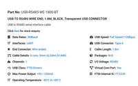 Câble USB-RS485-WE-1800-BT USB vers RS485 6 broches avec puce FTDI et accessoires