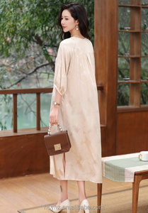 Abito da festa in spiaggia in seta stampata Jacquard di alta qualità stile francese Design della città portuale per vacanze Casual pendolarismo di lusso naturale - Product Image 3