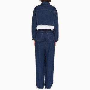 Chaquetas Vaqueras Personalizadas con Borlas para Mujer, Chaqueta Vaquera Azul Corta con Borde Crudo para Mujer - Product Image 4