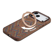 Étui de téléphone personnalisé en liège vintage à motif écossais avec anneau magnétique rotatif et béquille, compatible avec les séries Apple, directement de l'usine OEM/ODM