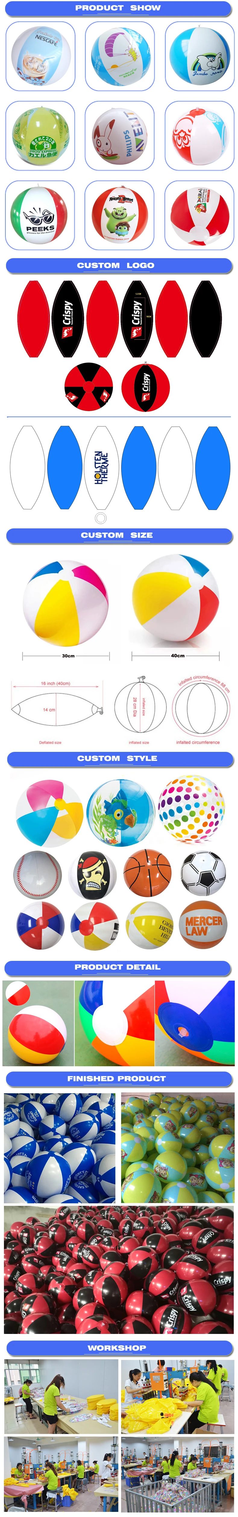 Beach Tennis Ball Custom With Logo Printing PVC Big Inflatable Water Beach Balls For People
