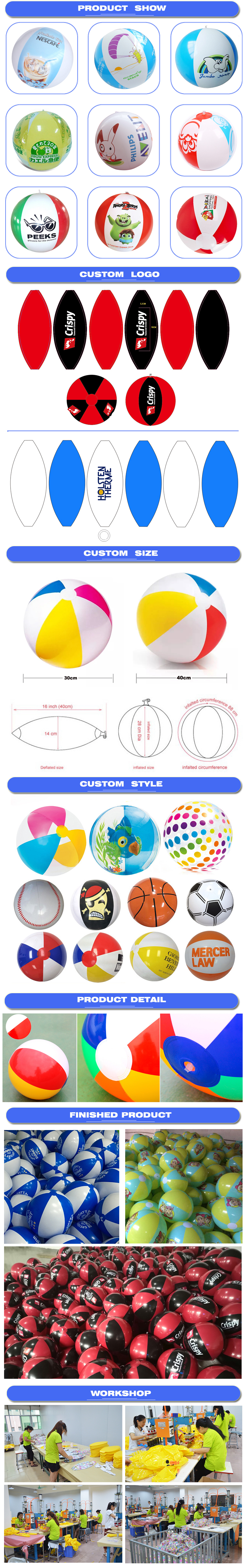 Beach Tennis Ball Custom With Logo Printing PVC Big Inflatable Water Beach Balls For People