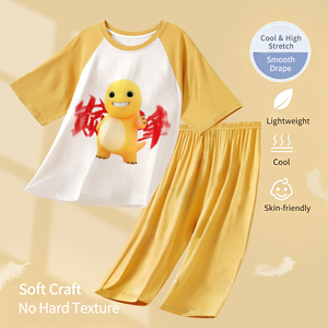 Pyjamas personnalisés amusants et respirants pour garçons, en modal, à manches courtes, pour adolescents, vêtements d'intérieur pour enfants, été - Product Image 4