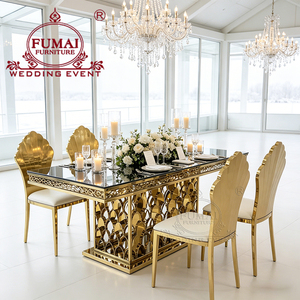 Juego de mesa de comedor de vidrio templado transparente rectangular con escamas de pescado para 8 - Product Image 6