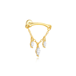Pendientes Minimalistas de Plata S925 Chapados en Oro Premium con Zirconia de Base Plana, Hipoalergénicos, para Piercing de Cartílago, Sin Níquel - Product Image 2