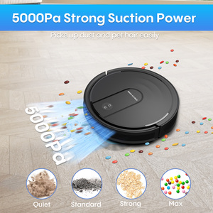 เครื่องดูดฝุ่นหุ่นยนต์ Bagotte Mop Combo5000Pa พร้อมฟังก์ชั่นถูพื้นแบบเปียกและแห้ง ชาร์จเองได้ เหมาะสำหรับใช้ในบ้าน สำหรับพื้นที่ที่มีสัตว์เลี้ยง/พื้นแข็งและพรม - Product Image 3