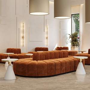 Sofá en forma de U color crema, espuma de alta densidad, muebles de salón para vestíbulo de hotel y salón de belleza - Product Image 2