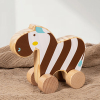 Poussette en bois pour bébé, jouet éducatif précoce pour apprendre à marcher, intelligence des enfants, petit chariot à tambour zèbre, construction