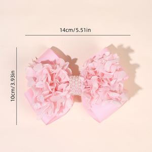 CN 2 개 달콤한 핑크 바렛 리본 머리 활 클립 반짝 스팽글 머리 핀 꽃 리본 머리 클립 여자 아이 - Product Image 3