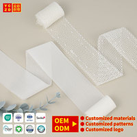 Bande élastique en maille OEM ODM de 25 mm de large, bande élastique tressée blanche personnalisée en jacquard, sangle élastique extensible en maille pour ceintures et sangles
