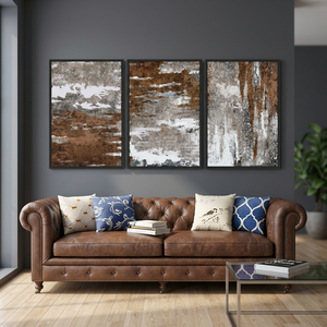 Large Framed Canvas Wall Art-Rustic Brown White Portrait Pictures for Living Room Aesthetic Vintage <b>Retro</b> Wall <b>Decor</b> - Product Image 2