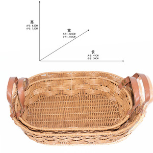 Cross-border wholesale <b>storage</b> fruit <b>baskets</b>, handmade woven fruit and vegetable <b>baskets</b> for homestays, <b>rectangular</b> household - Product Image 1