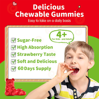 Compléments alimentaires en gommes au glycinate de magnésium à saveur naturelle de fraise pour le sommeil et la relaxation, avec L-théanine et vitamines D3/B6 pour enfants