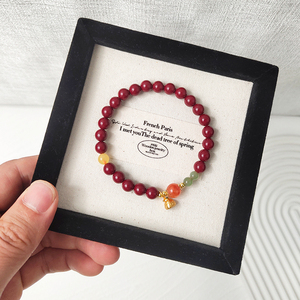Exquisita cinnabarita de alta calidad, jaspe, pulsera de moda de ámbar con amuleto de melocotón de la <span class=keywords><strong>suerte</strong></span> Boost Prosperity Luck Elegance Health - Product Image 4