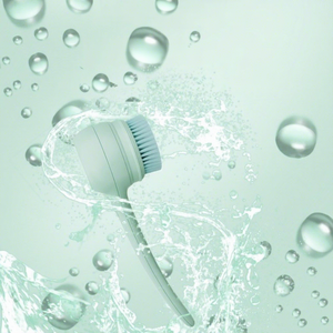 Brosse de bain électrique exfoliante et massante pour le corps, nettoyeur de dos, vert émeraude beige, rotation électrique, étanche IPX7 - Product Image 1