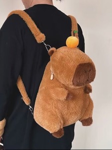Linda Mochila De felpa para estudiantes de red de dibujos animados, mochila escolar de conejillo de indias de gran capacidad para uso en el aula, agua bonita y fea - Product Image 3