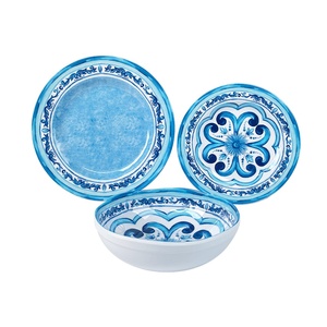 Bán Buôn A5 12Pcs Giá Rẻ Biểu Tượng Tùy Chỉnh Phương Tây Màu Xanh In Không Thể Phá Vỡ Vòng Melamine Cắm Trại Bộ Đồ Ăn Đặt - Product Image 2