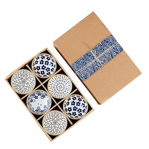 Juego de Vajilla de Porcelana Azul y Blanca con Diseño de Plantas, Vajilla Desechable de Cerámica, Juego de Tazones con Flores para Fiestas - Product Image 1