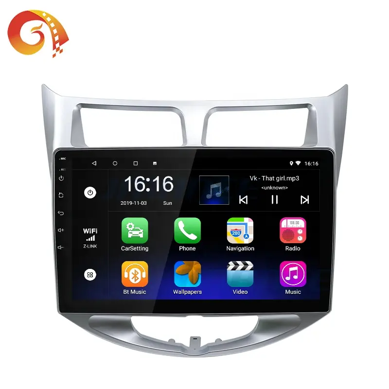 Pantalla táctil de 9 pulgadas de navegación Gps del coche de Android estéreo de Audio sistema de Radio reproductor de Dvd para Hyundai acento 2011-2016