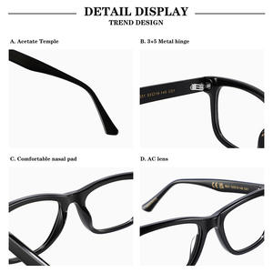 กรอบแว่นตาอะซิเตททรงสี่เหลี่ยมคลาสสิก รุ่น Unisex แบบเต็มกรอบ ป้องกันรังสียูวี เลนส์ใส รุ่น 8631 เลนส์ธรรมดา ผลิตที่เมืองเหวินโจว - Product Image 1