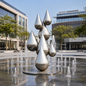 Escultura de Gota de Agua en Forma de Lágrima de Acero Inoxidable para Exteriores, Pulida a Espejo, Arte Abstracto Moderno para Decoración de Jardín, Lago o Estanque - Product Image 2