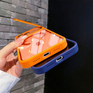 Simple Camera frame glass Magnetic holder clear Phone <b>case</b> for iPhone 17 16 15Pro Max lens stand Transparent Frosting back Cover - Product Image 5