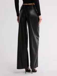 <span class=keywords><strong>Pantaloni</strong></span> dritti in similpelle opaca da donna <span class=keywords><strong>con</strong></span> <span class=keywords><strong>elastico</strong></span> in vita, <span class=keywords><strong>pantaloni</strong></span> larghi in PU elasticizzato, casual e alla moda <span class=keywords><strong>con</strong></span> tasche - Product Image 2