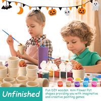 Pot Bunga Mini Ramah Lingkungan dari Kayu untuk Kerajinan Halloween, Kotak Tanda Dinding Berukir untuk Anak-anak, untuk Tanaman Herbal Taman, Merek Long River
