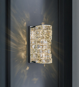 Aplique de pared dorado moderno con luces de cristal de pared para dormitorio lampara de pared de cristal para ba - Product Image 1