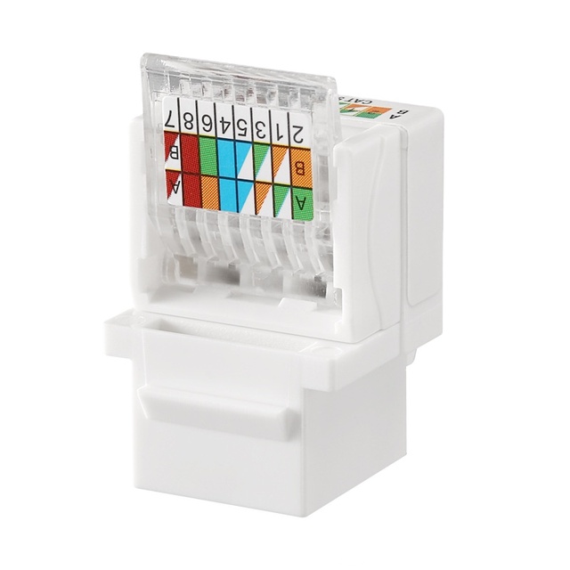 ZHEFAN Network Solution Rj45 Utp 90 Degree Cat5e Keystone Jack Tool-free CAT5E CAT6 Network Module RJ45 Connector