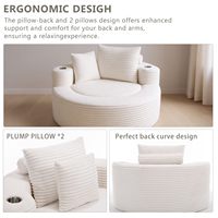 Chaise longue sans structure en mousse haute densité, 55,5 pouces, surdimensionnée, compressée, avec porte-gobelets