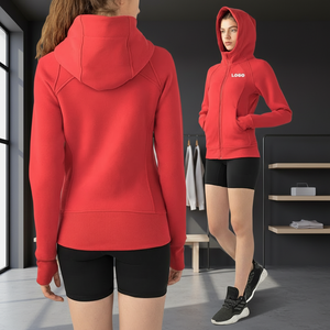 Sudadera con Capucha de Terciopelo <span class=keywords><strong>MGOO</strong></span> para Mujer, Sudadera Corta de Terciopelo Sólido Personalizada, Sudadera Holgada de Poliéster - Product Image 4