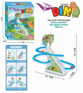 <span class=keywords><strong>Dino</strong></span>-escalera eléctrica recargable para bebé, juguete deslizante con ranura para pista, modelos de dinosaurios, juego de juguetes con USB - Product Image 1