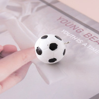 Mini ballon de football en résine plastique, simulation de peluche, bleu, accessoires DIY, technique de goutte d'huile, porte-clés personnalisé, pendentif de sac