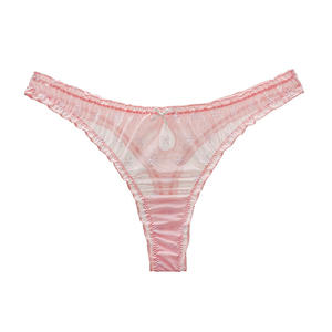 Tanga de Cintura Baja para Mujer, Talla Grande, Elástica, Transpirable, con Malla, Volantes y Lazo, Tejido de Spandex/Nailon, 2025 - Product Image 6