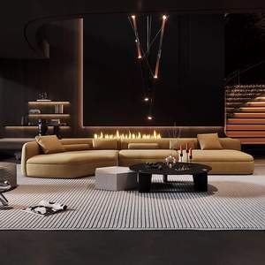 Ghế sofa cong cao cấp, sang trọng, chất liệu vải hữu cơ, bề mặt mờ, thiết kế tối giản kiến trúc, không cần khoảng cách tường, phòng khách - Product Image 1