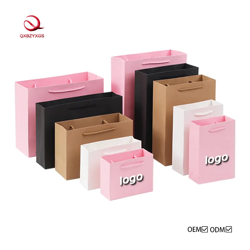 Wholesale bags custom gift handbags clothing store printed logo high-end kraft shopping thickened packaging paper bags