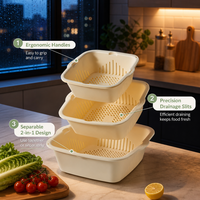 Impressionnant panier égouttoir double couche moderne et passoire à salade, polyvalent pour comptoir, en matériau non toxique