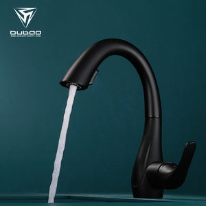 Grifo de fregadero con rociador extraíble de cuello de cisne de gama alta de manija única de fábrica, grifo de cocina negro extraíble - Product Image 1