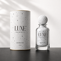 Flacon de parfum personnalisé, nouveau design, 30 ml, 50 ml, 100 ml, flacon de parfum rond en verre vide, couleur intérieure blanche, flacon de parfum avec boîte