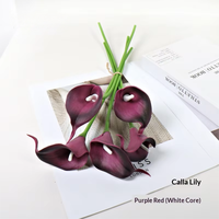 Bunga Calla Lily Buatan Tangan PU Realistis Mini Ungu Merah Putih dengan Batang, untuk Wisuda, Pernikahan, Fotografi, dan Dekorasi Rumah