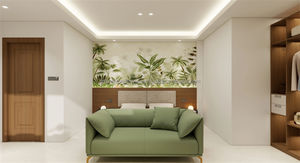 Modern Wood 3 Star Hotel Bedroom Sets with <b>Bed</b> <b>Frame</b> Wardrobe Lounge & Work Area for Commercial Hospitality Projects - Product Image 4