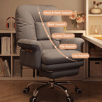 Chaise de bureau ergonomique de direction en cuir motif patte de chat, pivotante avec repose-pieds, base métallique, design moderne et minimaliste, hauteur réglable