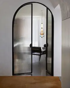 Австралия стандартная Арка стеклянная внутренняя французская дверь Рифленое стекло душевая дверь из кованого железа