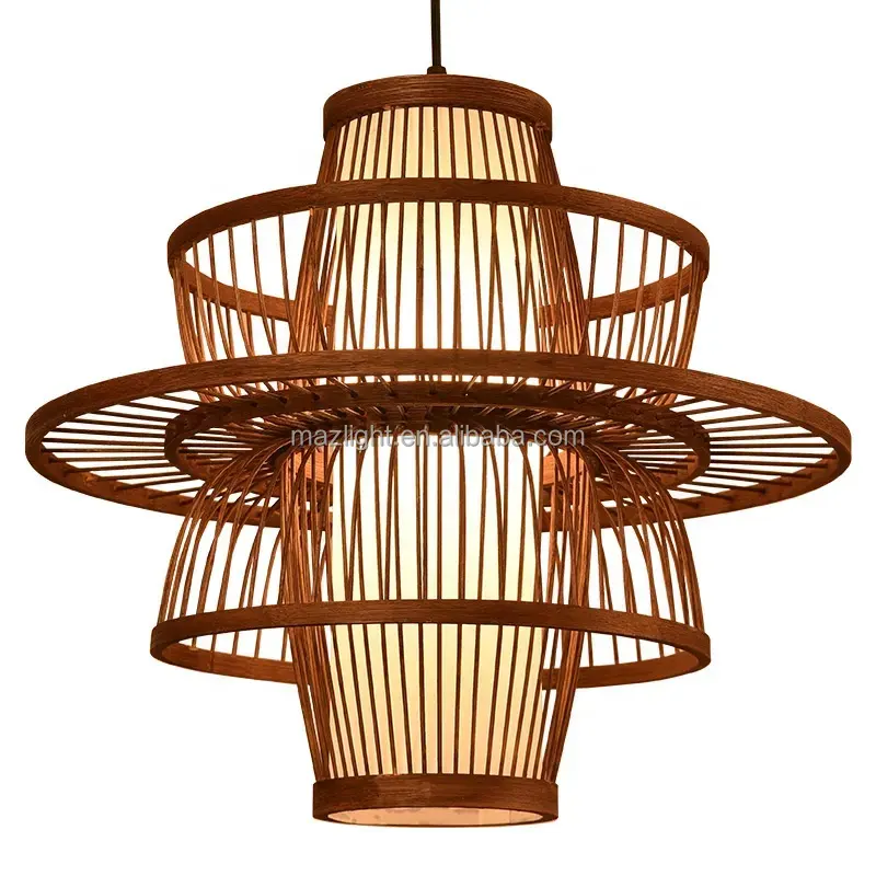 Handmade Chandelier Rattan Lamps Decorative E27 Straw Hat Socket Bamboo Light Pendant Lamp Wicker Shade Hanging Natural LED Iron