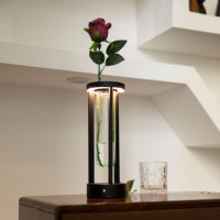 Lampe de table décorative moderne avec pot de fleurs en verre et lampe de table noire moderne pour arrangement floral et décoration végétale