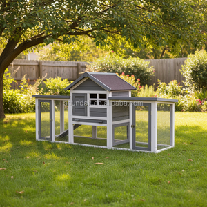 SDR031 Cage à lapin en bois de luxe, grande maison pour animaux d'intérieur et d'extérieur pour lapins, chats et chiens avec toit imperméable, motif animal - Product Image 2